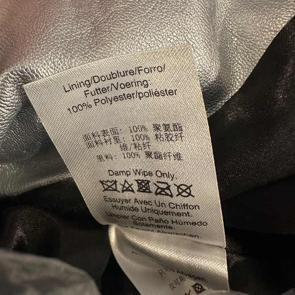 NWT Faux Leather Silver Moto Jacket by DKNY - Picture 5 of 10